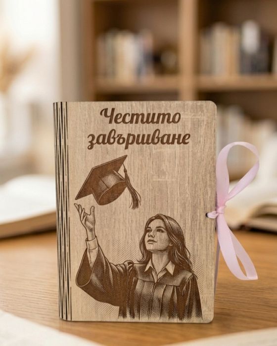 Персонализирана дървена картичка за абитуриент