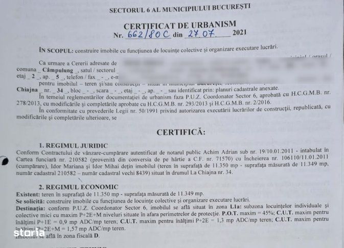 OCAZIE: Teren intravilan 590 mp, construcții sau investitie