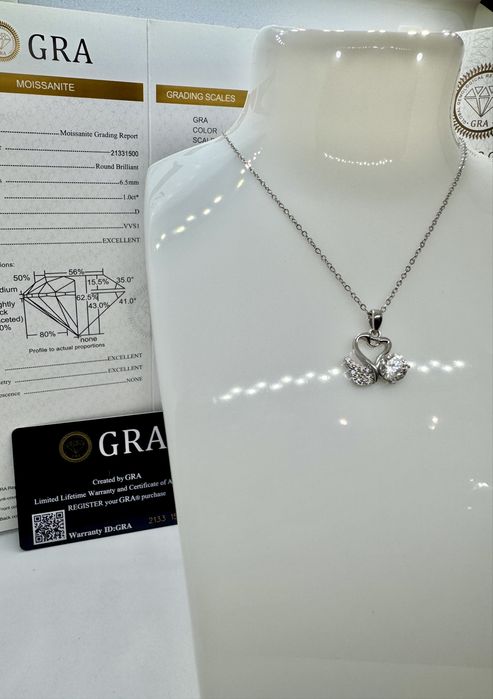 Сребърно колие с мойсанит (Диамант) 1 карат