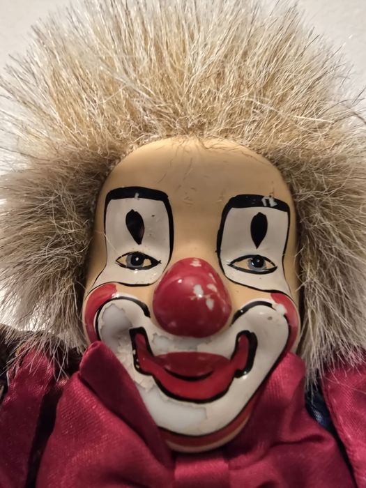 Păpușă Arlechin Retro, Față Ceramică, Harlequin