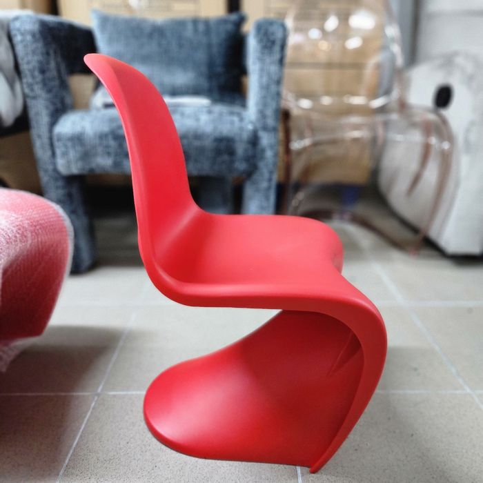 NOU Set 4 scaune copii, S-form, plastic, roșu