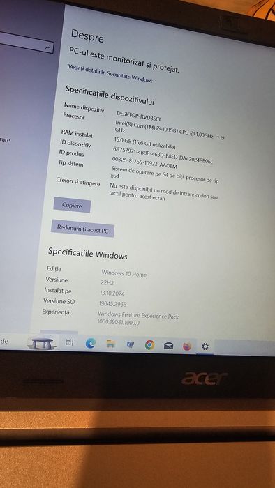 Acer 2021 core i5 gen10 , RAM 16GB, SSD 512gb NVM,