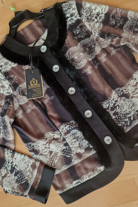 Sacou elegant dama, insertii blanita naturala,import Italia