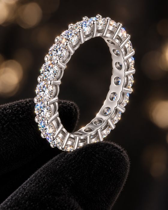 Inel Eternity Moissanite 1.0 CT VVS1 Argint S925 – Certificat GRA