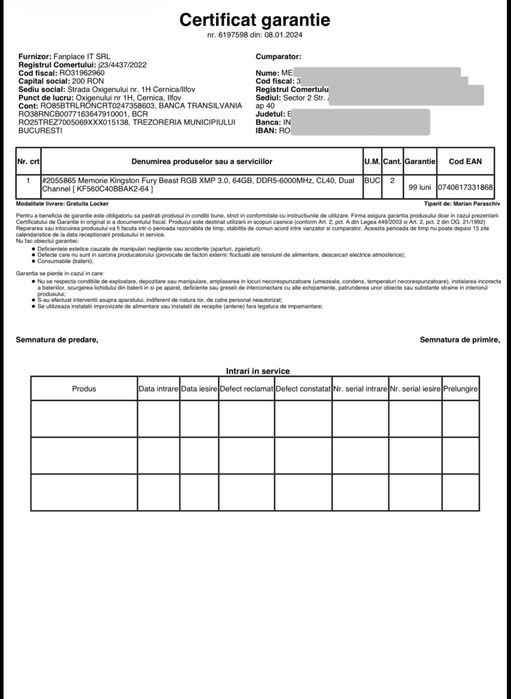 Kit Memorie Kingston Fury Beast RGB XMP 3.0 64GB DDR5 6000MHZ CL40