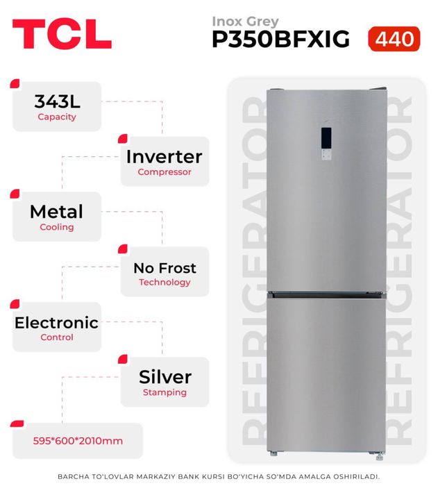 Xolodilnik TCL 306L 340L
