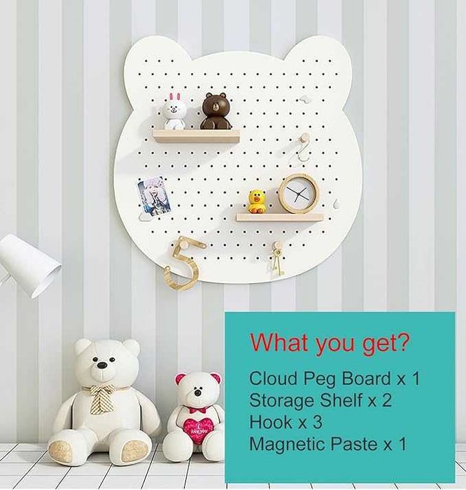 Рафт за стена детска стая Стенен рафт Органайзер Мече