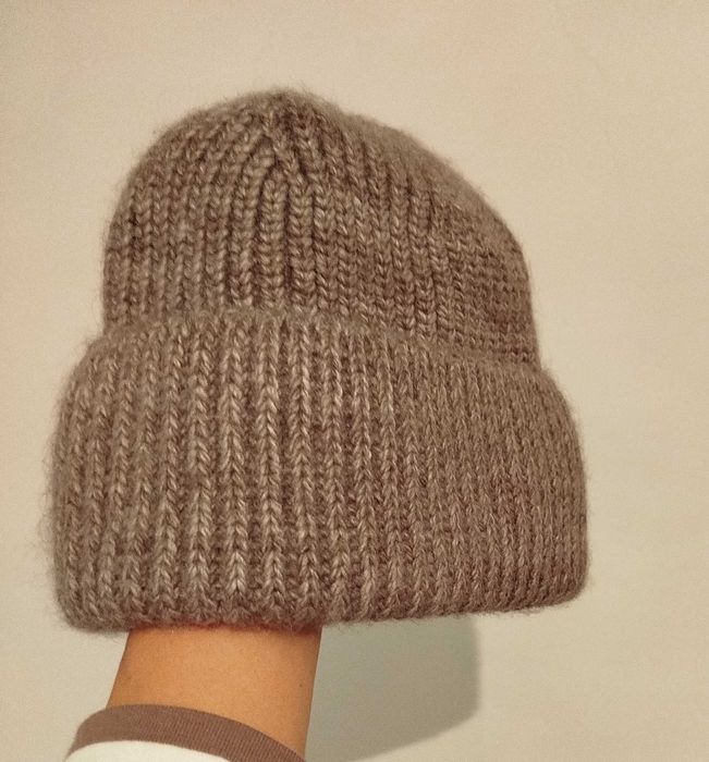 вязаная теплая шапка бинни унисекс