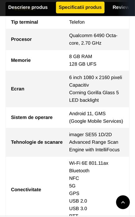Scanner Zebra 2D TC78 TC78B1-3T1K6E2A8A-A6