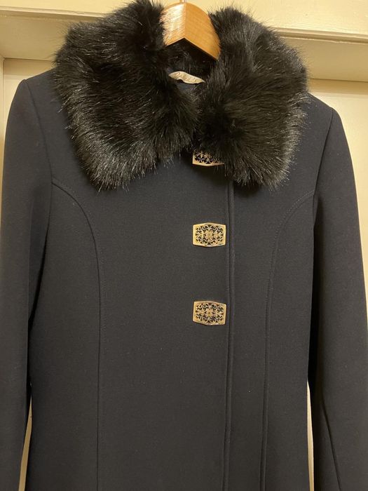 Кашмирено палто тъмно синьо