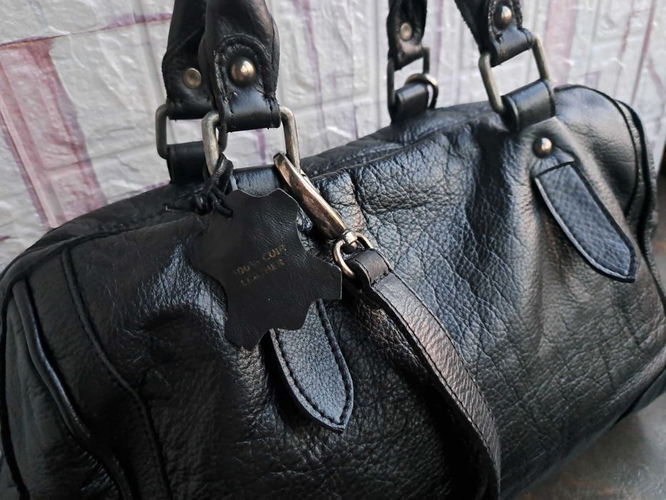 дамска чанта,черна кожена торба-естествена кожа NAF-NAF