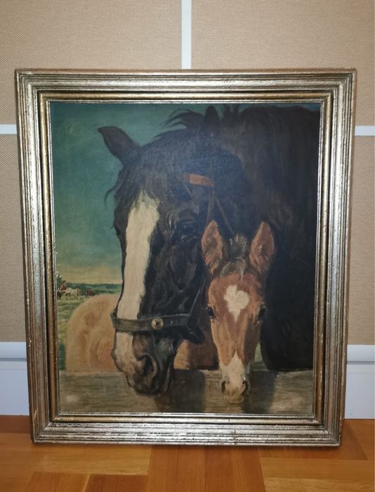 Антикварна картина на жена от Сачико Имай Япония голяма в рамка