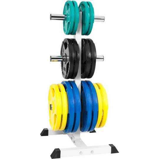 Suport discuri olimpice cu 3 bare 50/51 mm Negru/Alb