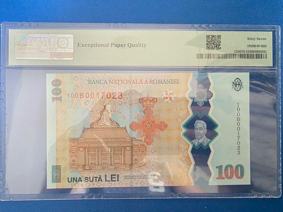 Bancnote 100 lei comemorative PMG 67