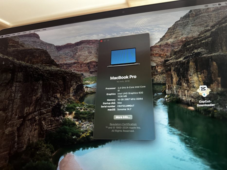 Macbook pro 2019 16inch i9-9980hk rx5500 8GB VRAM 16GB ram 1TB SSD