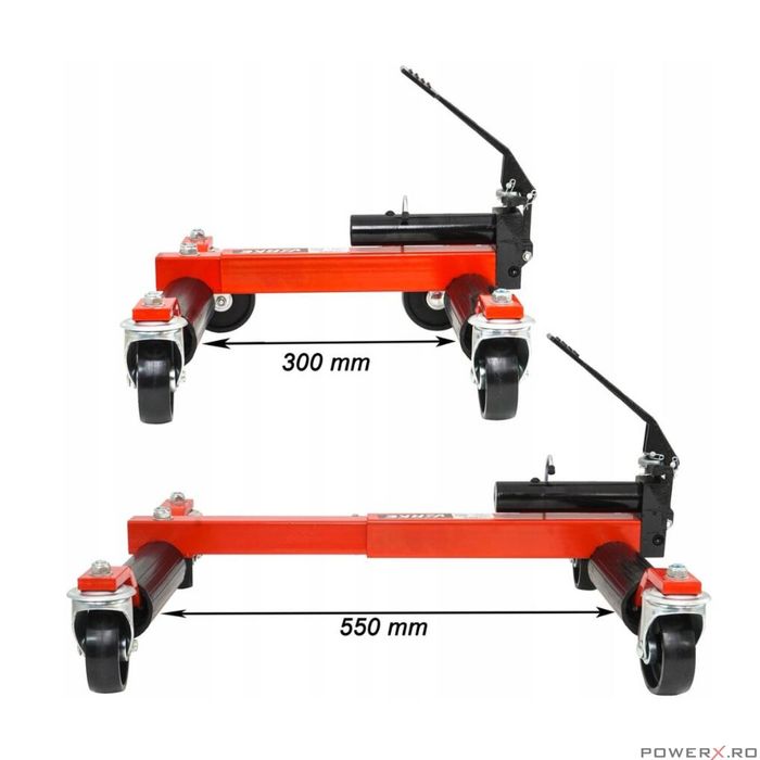 Carucior cu role extensibile 300-500 mm, 9''', pentru transport masini