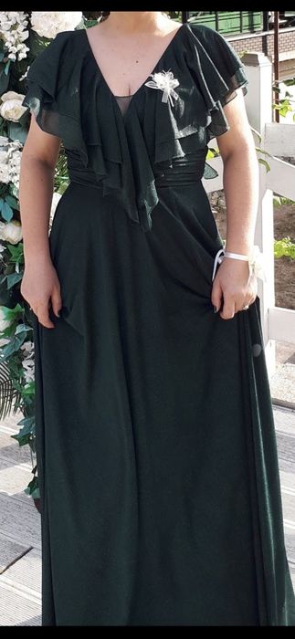 Официална рокля тъмно зелена