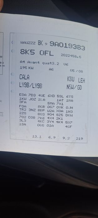 Usa usi A4 B8 model break negru cod LY9B sau LZ9Y