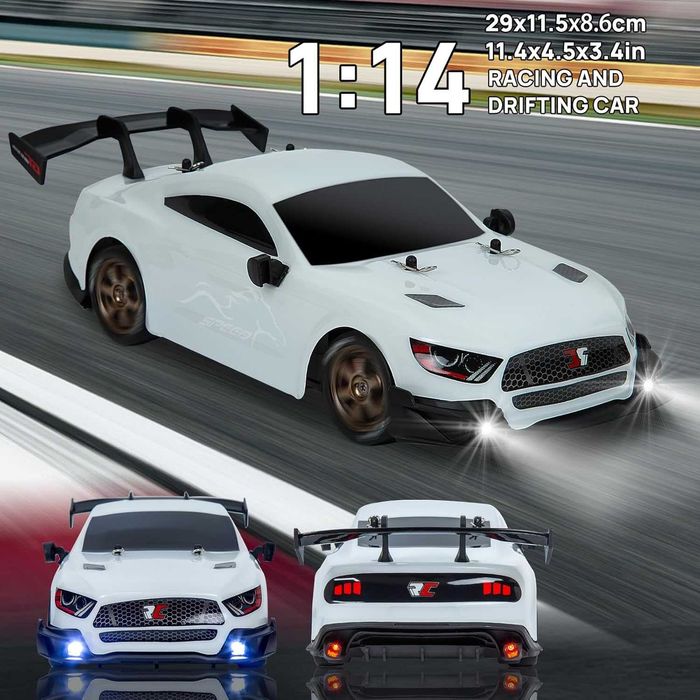 BORSTOYPRO RC Дрифт количка, 1:14 дистанционно управление 4WD GT, бяла