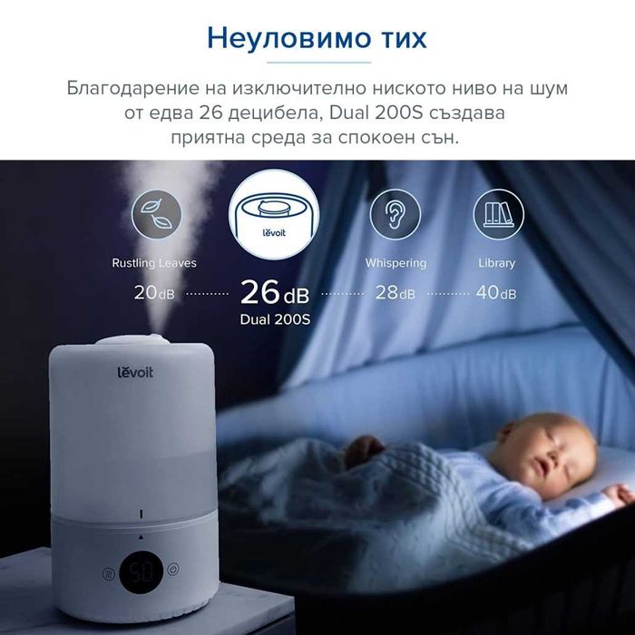 Ултразвуков овлажнител за въздух WiFi НОВ Levoit Dual 200S Smart