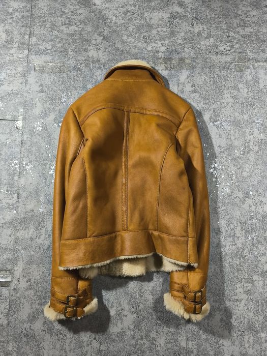 Shearling leather aviator jacket