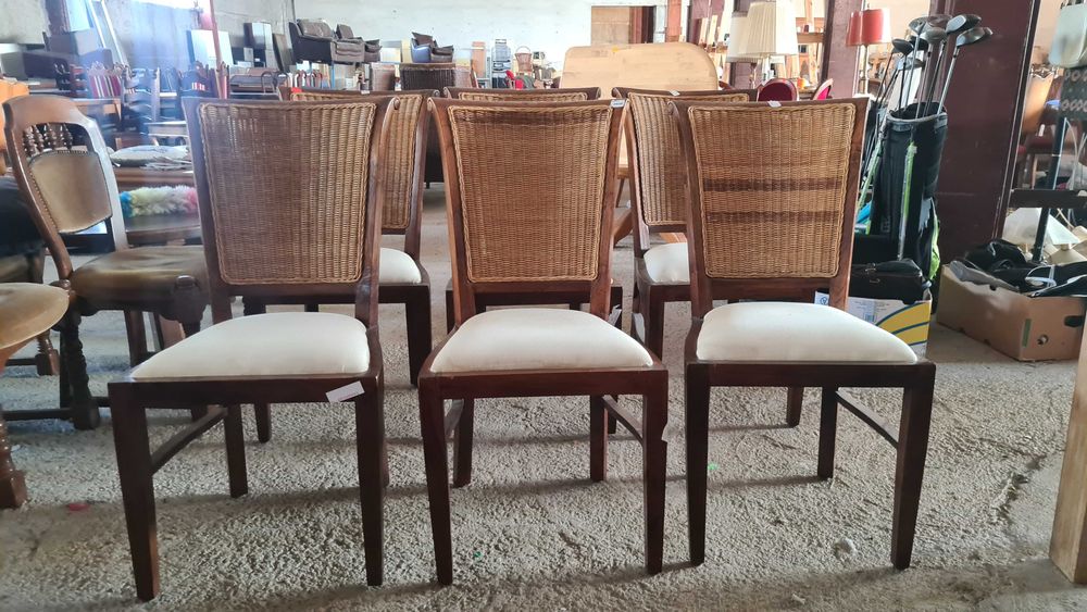 ретро столове с ратан и дамаска