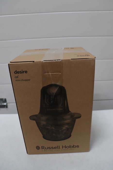 Russell Hobbs Електрически мини чопър [стъклен съд с капак] Desire Red (500 мл, нож от неръждаема стомана с 2 остриета, миксер