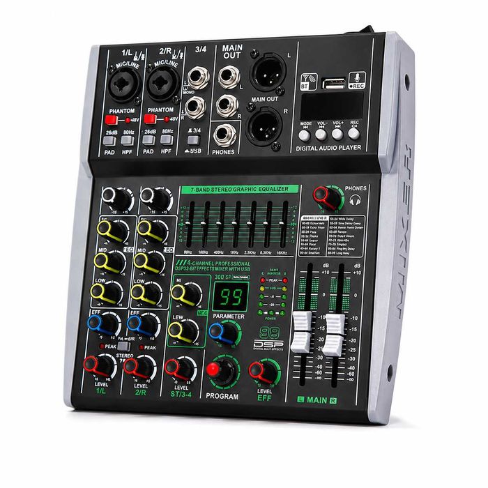 Pasiv mixer audio 4 canale AK4 Stereo canal 99 Efecte DSP USB Bluetooth Egalizator 7 benzi
