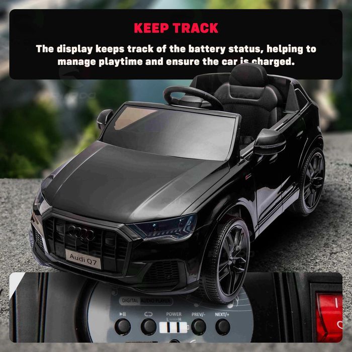 Акумулаторен джип Audi Q7 12V с меки гуми с Кожена седалка