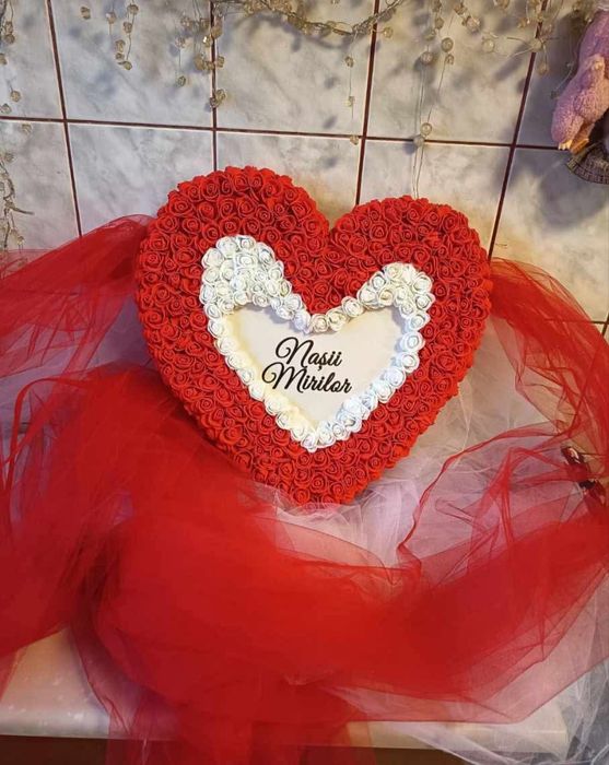 Inimioare decor masina Deluxe nunta/Miri si Nasi