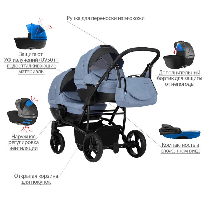 Коляска для двойни Bebetto 42