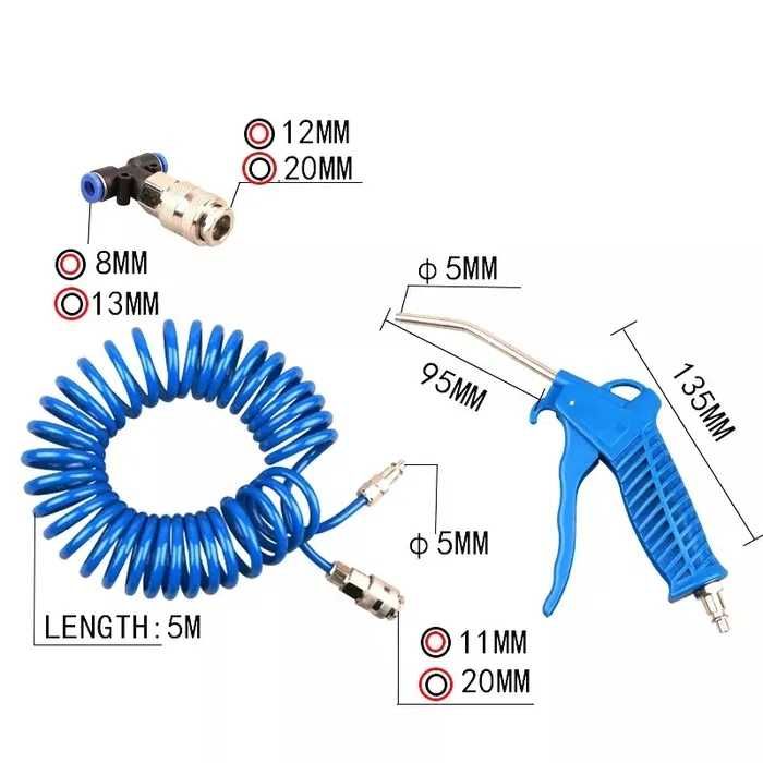 Pistol de Suflat Aer pentru Curatare, Furtun 5m
