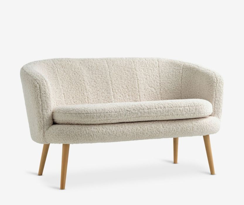 Vând canapea nouă, 2 locuri, alb-crem, material plușat