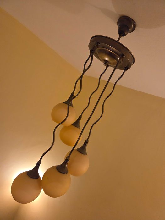Set iluminat din alamă AUTENTIC candelabru 5 brațe + 3 aplice, stil clasic
