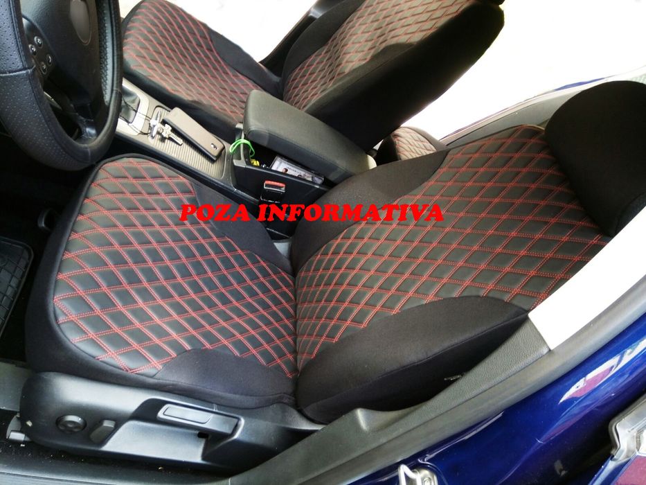 Huse scaun CAMION Mercedes Actros 2017-> 1+1 Negru cusatura Rosie
