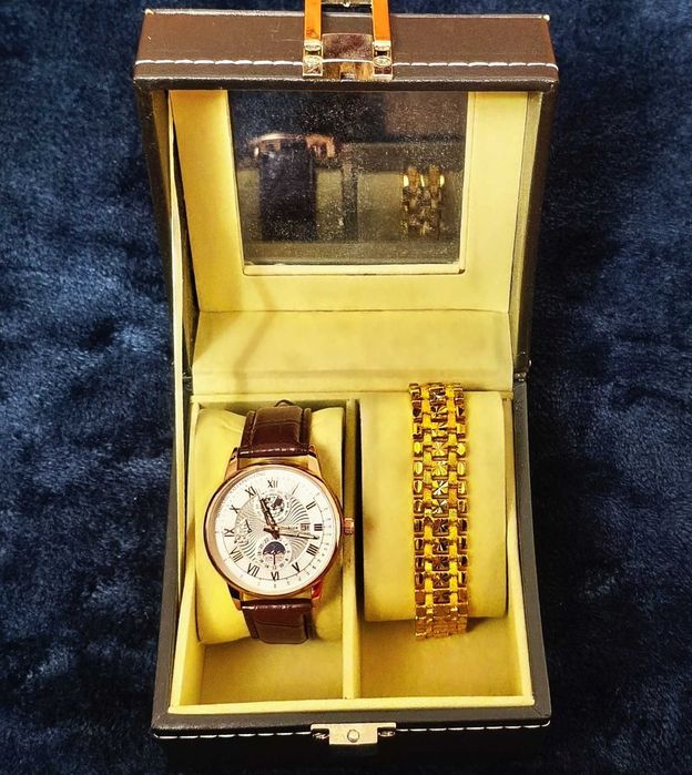 Set Ceas și Brățară suflată cu aur 18 k