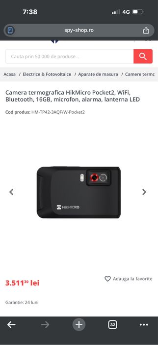 Camera termografica HikMicro Pocket2 HM-TP42-3AQF/W / Noua Sigilata!