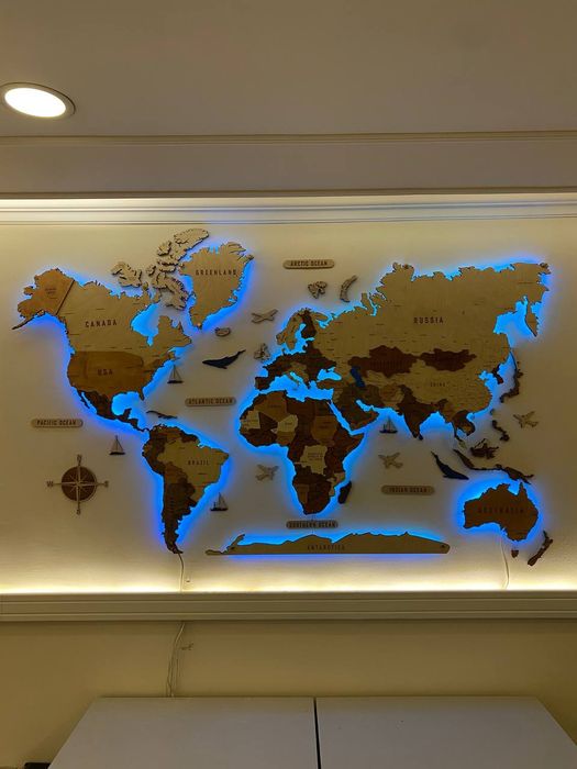 Деревянные карты мира