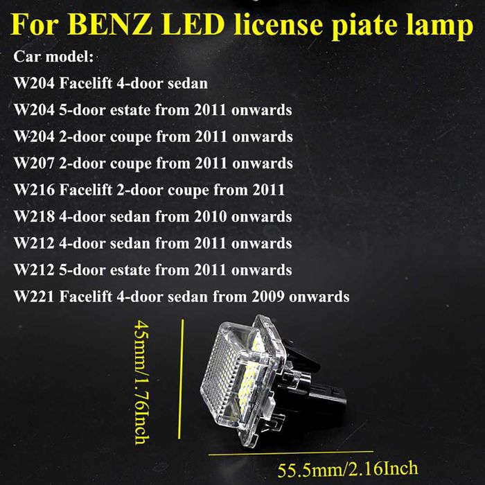 LED плафони заден регистрационен номер Mercedes W204 W212 W221 W216