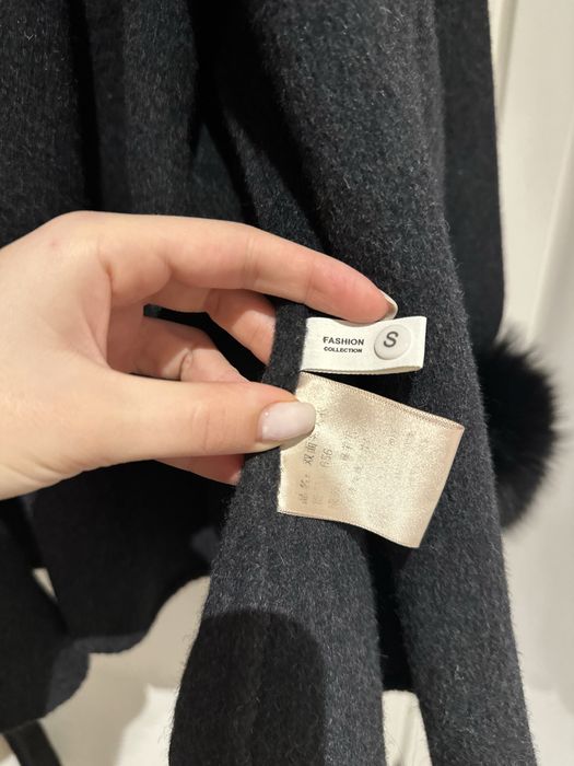 Черно вълнено палто с лисица