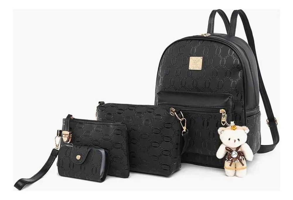 Комплект Дамска Раница, Чанта и Несесер с подарък мече