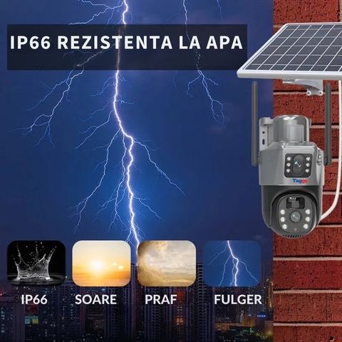 Camera Supraveghere cu Panou Solar, WIFI, 4k Ultra HD 8 MP, Rotire