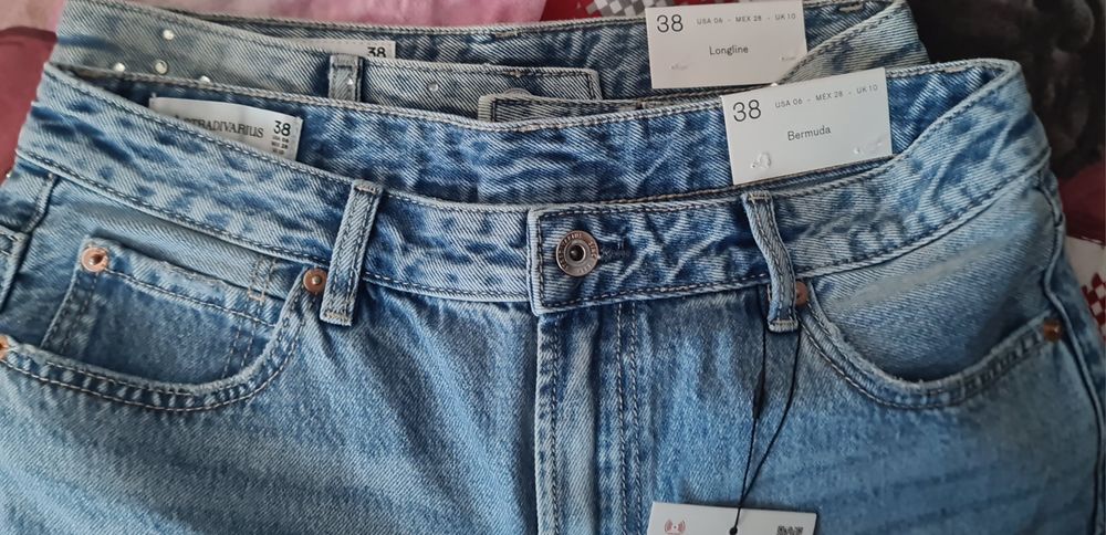 Blugi Bermude Denim cu Sclipici Stradivarius