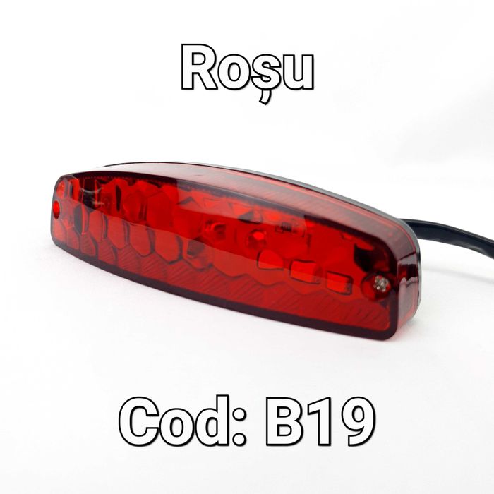 Lampă Stop LED Universală 12V pentru ATV, Quad, UTV și Motocicletă, Funcție Poziție și Frână, Lentilă Roșie sau Transparentă – B19