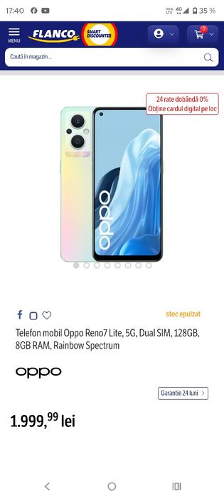 Oppo reno7 lite 5G 128GB  merge orice cartela SIM