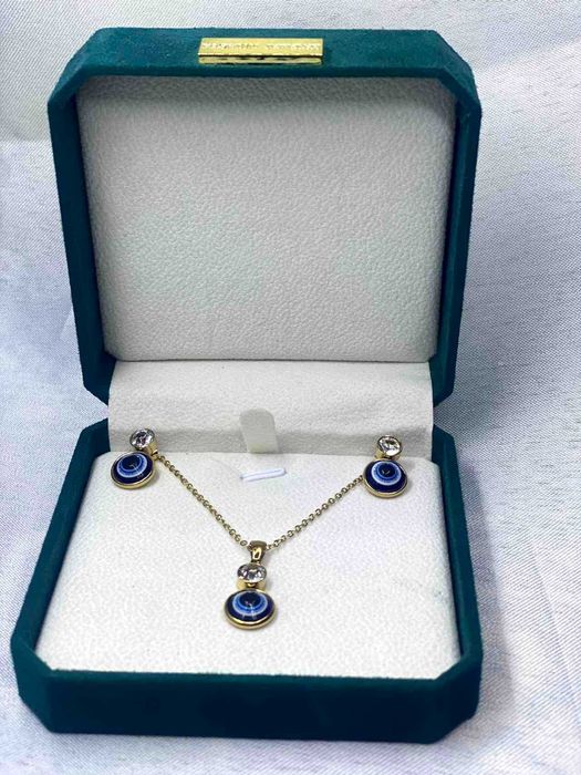 Свадебный набор: Серьги и Колье с покрытием 18К золота и цирконами