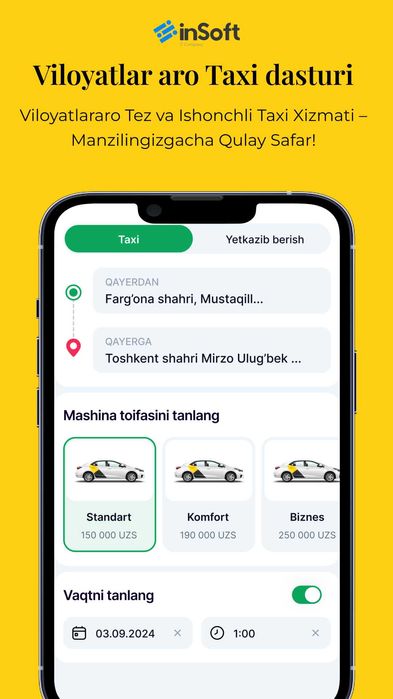 Viloyatlararo Taxi Xizmati Dasturi: Sayohatlarni Boshqarish Endi Oson
