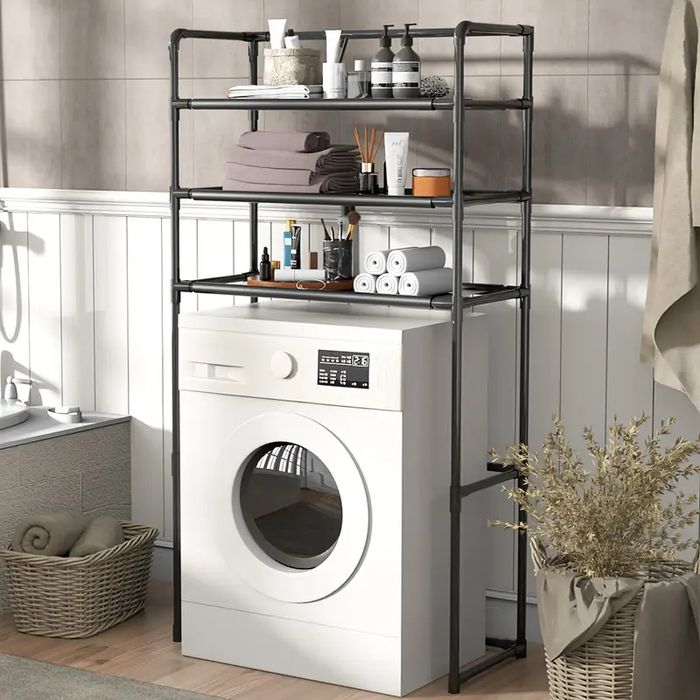 Многофункционална етажерка органайзер за пералня, Черна