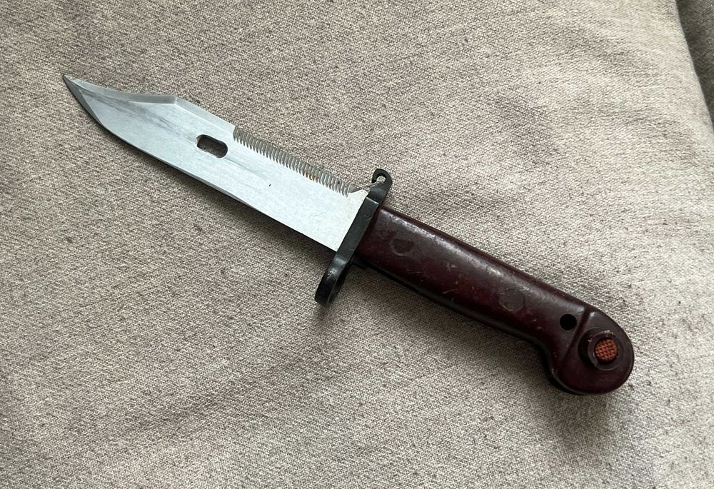 Baionetă AKM militară cu teacă și toc textil piele original MAPN