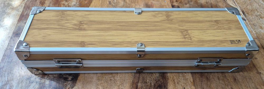 комплект за барбекю в метално куфарче, от 3 части, стомана и дърво